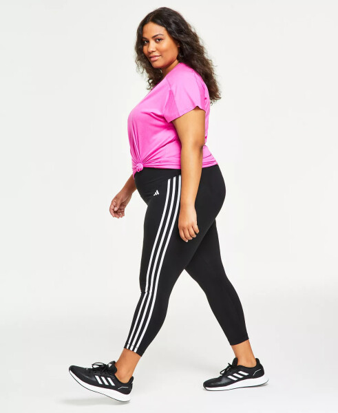 Plus Size Train Essentials 3-Stripes High-Waisted 7/8 Leggings Black - 3