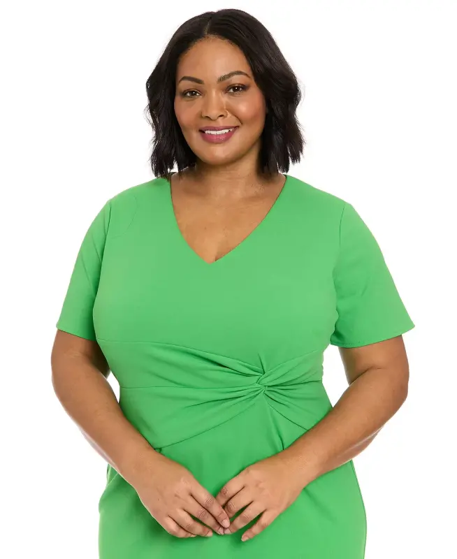 Plus Size Twist-Front Flounce-Hem Dress - 5