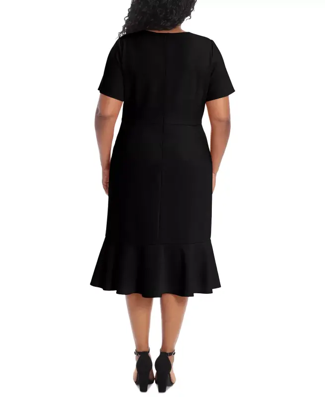 Plus Size Twist-Front Flounce-Hem Dress - 2