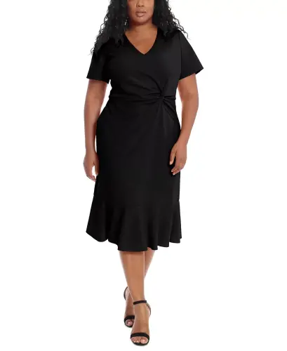 Plus Size Twist-Front Flounce-Hem Dress - 3