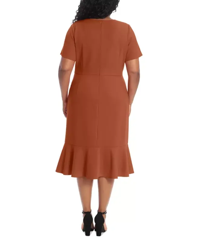 Plus Size Twist-Front Flounce-Hem Dress - 2