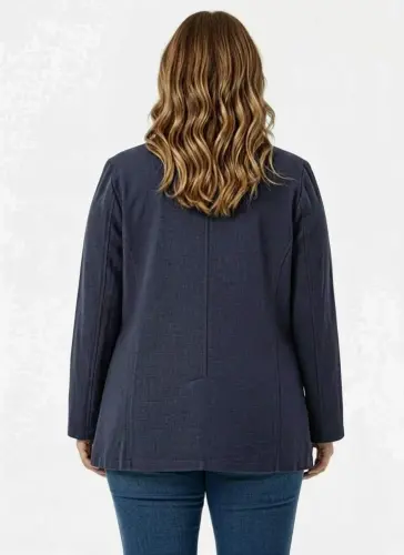 Plus Size Unlined Jacket Navy Blue - 5
