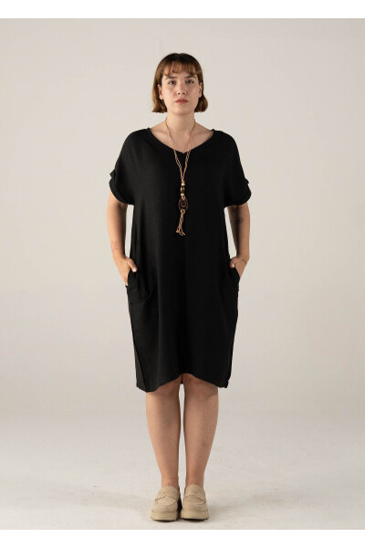 Plus Size V-Neck Collared Dress - 1