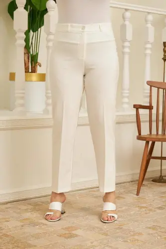 Plus Size White Fabric Pants - 1