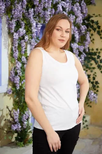 Plus Size White Tank Top - BÜYÜKBEDENIZ (1)