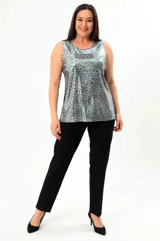 Plus Size Wide Strap Evening Black Blouse - 2