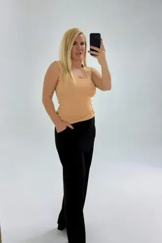 Plus Size Women Wide Leg Black Pants GLS01 - 3