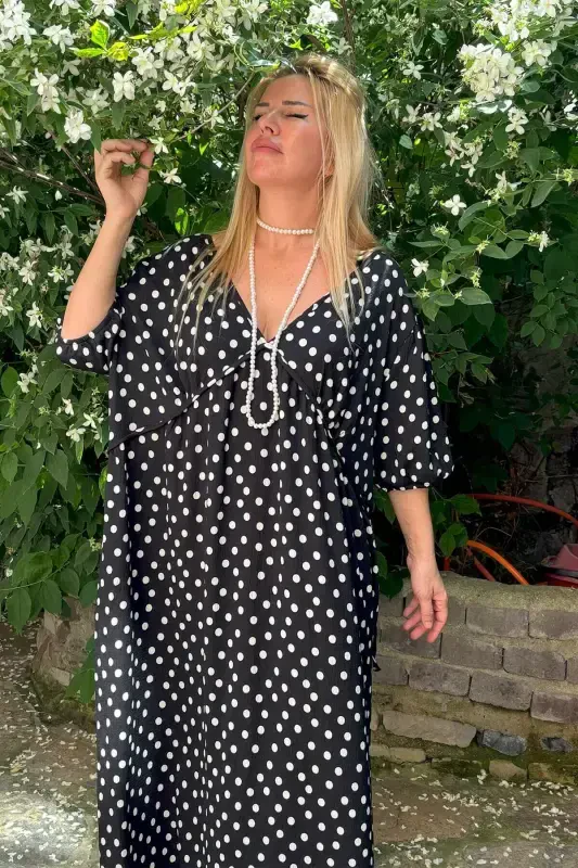 Plus Size Women's Polka Dot High Waisted Sash Dress Gls520 - 2