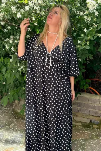 Plus Size Women's Polka Dot High Waisted Sash Dress Gls520 - 3