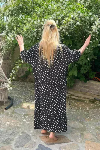 Plus Size Women's Polka Dot High Waisted Sash Dress Gls520 - 4