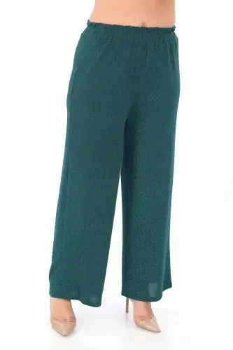Plus Size Women's Sequined 3-Piece Pants, Blouse, Jacket Suit KL3081 Emerald Green - 5