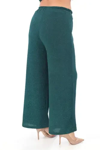 Plus Size Women's Sequined 3-Piece Pants, Blouse, Jacket Suit KL3081 Emerald Green - 6