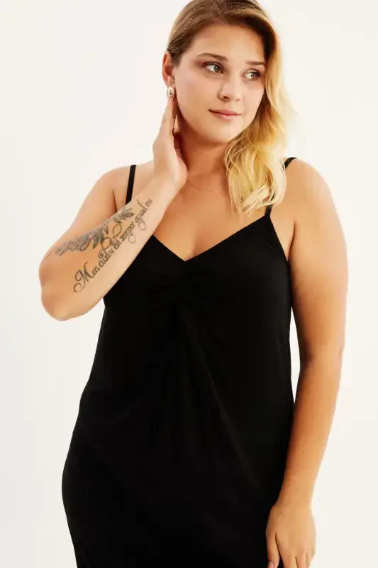 Plus Size Women's Spaghetti Strap Knot Dress GLS47 - 2