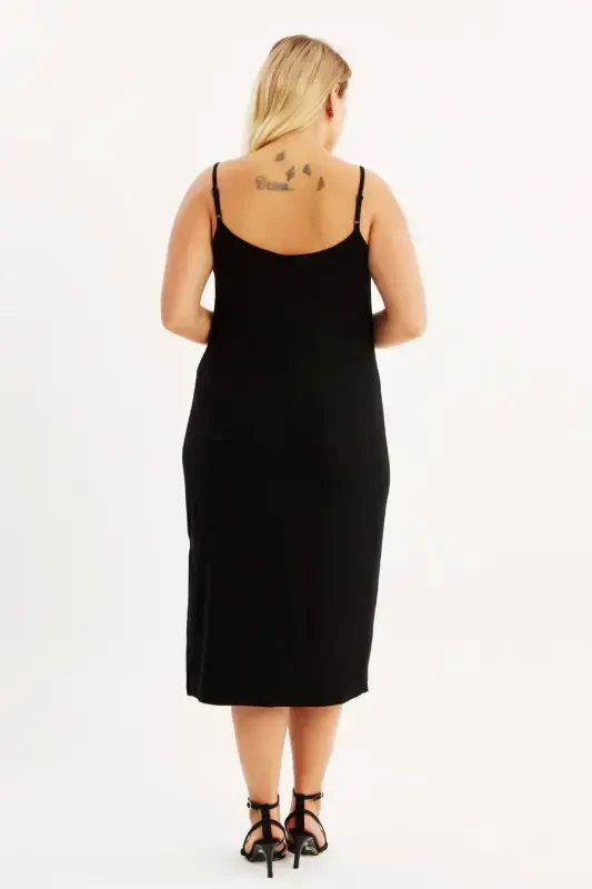 Plus Size Women's Spaghetti Strap Knot Dress GLS47 - 4