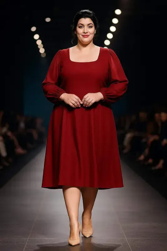 Plus Size Women's Square Neck Abaya Dress KL3087 - 2