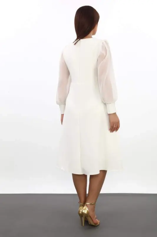 Plus Size Women's Square Neck White Wedding Dress KL3087 - 7