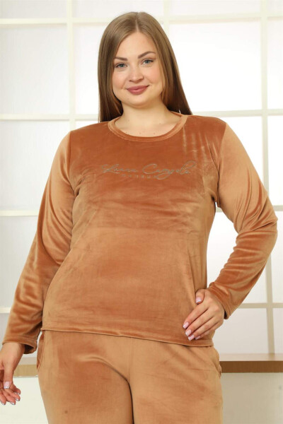 Plus Size Women's Velvet Pajama Set 9074 - 5