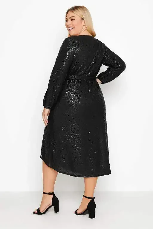 Plus Size Wrap Back: Long Sequin Dress ND4017 - 2