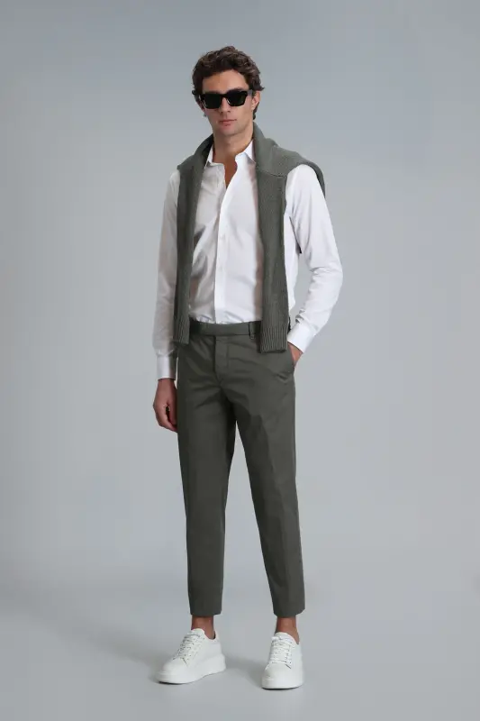 Plus Smart Men's Chino Pants Slim Fit Green - LUFIAN