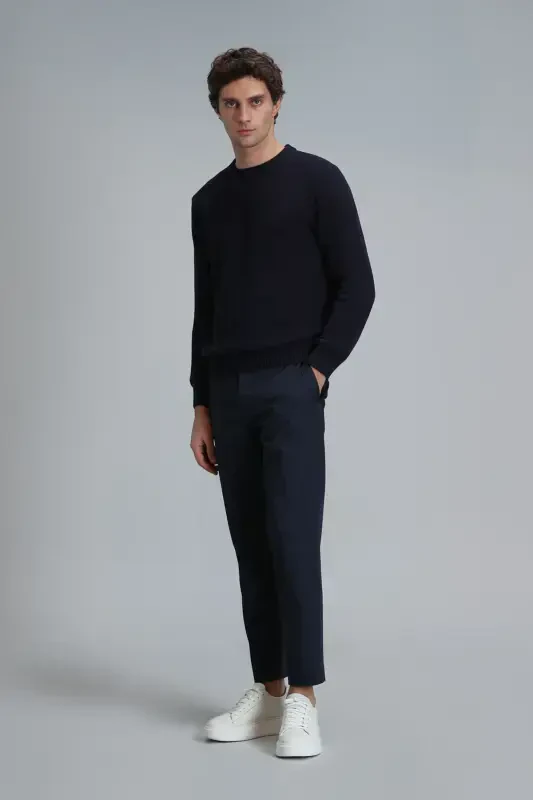 Plus Smart Men's Chino Pants Slim Fit Navy - LUFIAN