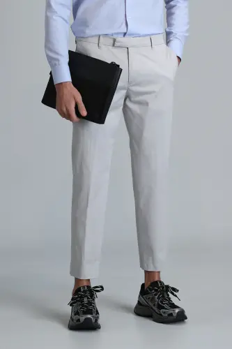 Plus Smart Men's Chino Pants Slim Fit Stone - LUFIAN (1)
