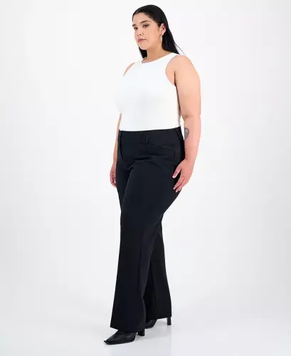 Plus and Petite Plus Size Curvy Bootcut Pants, Created for Modazone - Deep Black - 4