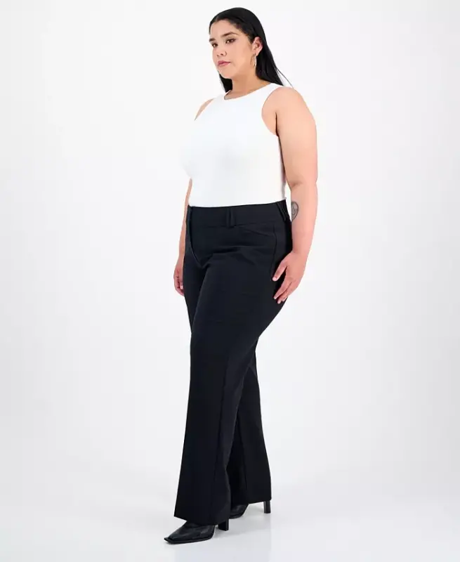 Plus and Petite Plus Size Curvy Bootcut Pants, Created for Modazone - Deep Black - 4