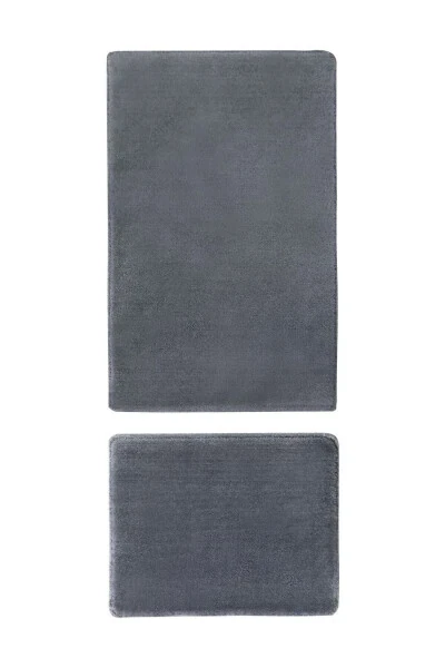 Plush Anthracite Non-Slip Bath Mat Set 2 pcs 50x60 - 100x60 - Modazone (1)