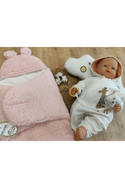 Plush Baby Swaddle Blanket with Toy Sleepsuit for Hospital Discharge Gift Wrapping - 24