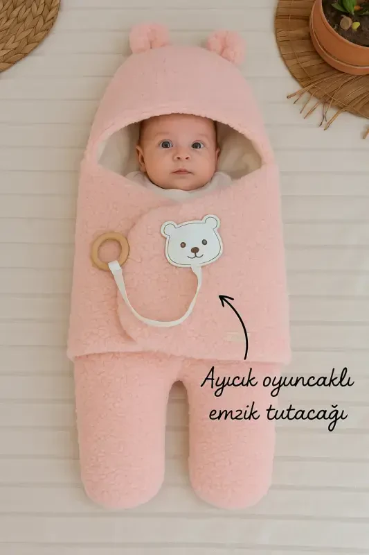 Plush Baby Swaddle Blanket with Toy Sleepsuit for Hospital Discharge Gift Wrapping - 1