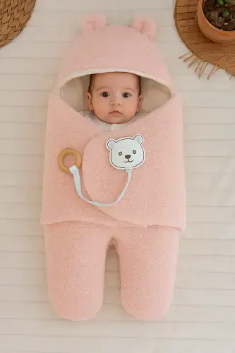Plush Baby Swaddle Blanket with Toy Sleepsuit for Hospital Discharge Gift Wrapping - TOMUYCUK (1)
