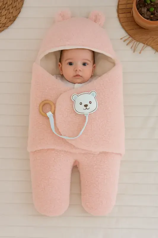 Plush Baby Swaddle Blanket with Toy Sleepsuit for Hospital Discharge Gift Wrapping - 2