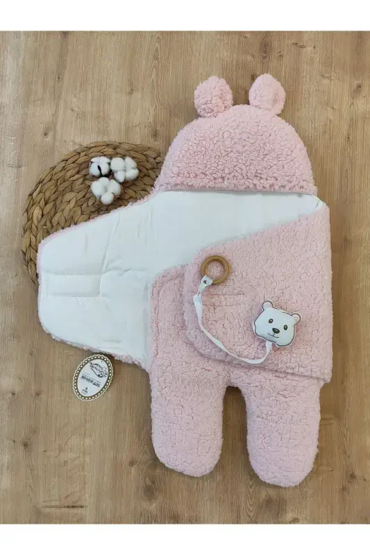 Plush Baby Swaddle Blanket with Toy Sleepsuit for Hospital Discharge Gift Wrapping - 8