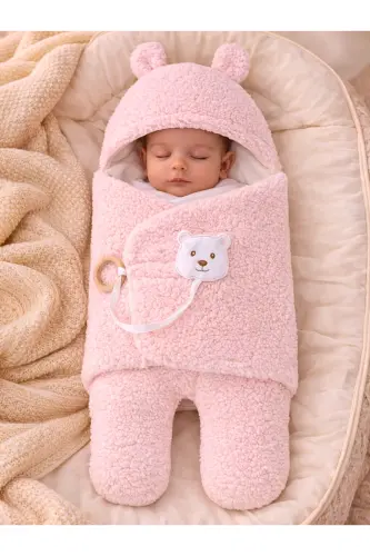 Plush Baby Swaddle Blanket with Toy Sleepsuit for Hospital Discharge Gift Wrapping - 3