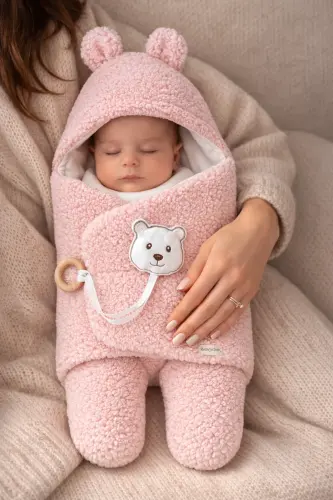 Plush Baby Swaddle Blanket with Toy Sleepsuit for Hospital Discharge Gift Wrapping - 4