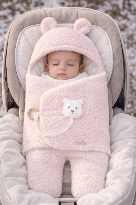 Plush Baby Swaddle Blanket with Toy Sleepsuit for Hospital Discharge Gift Wrapping - 5