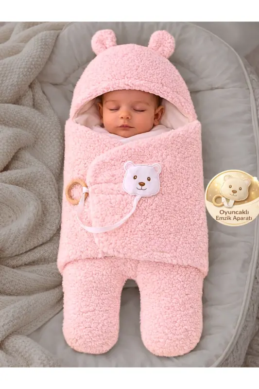 Plush Baby Swaddle Blanket with Toy Sleepsuit for Hospital Discharge Gift Wrapping - 3