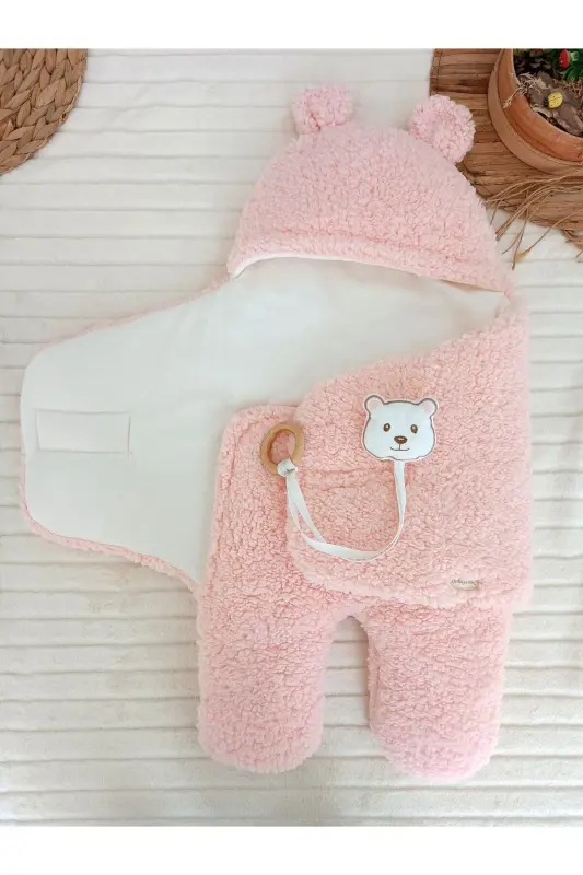 Plush Baby Swaddle Blanket with Toy Sleepsuit for Hospital Discharge Gift Wrapping - 7