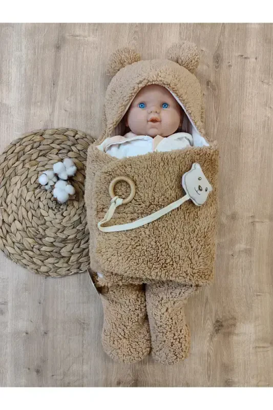 Plush Baby Swaddle Blanket with Toy Sleepsuit Hospital Discharge Gift Wrap - 4