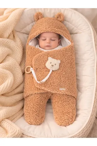 Plush Baby Swaddle Blanket with Toy Sleepsuit Hospital Discharge Gift Wrap - 3