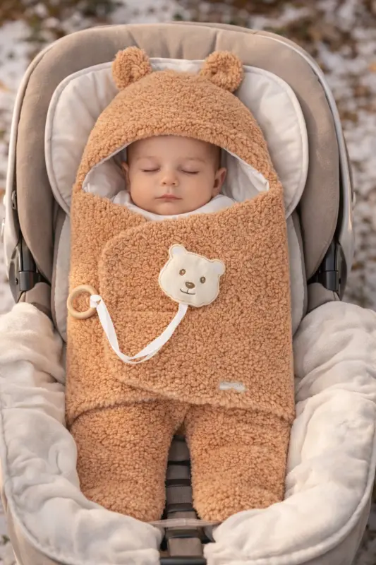 Plush Baby Swaddle Blanket with Toy Sleepsuit Hospital Discharge Gift Wrap - 4