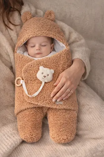 Plush Baby Swaddle Blanket with Toy Sleepsuit Hospital Discharge Gift Wrap - 5