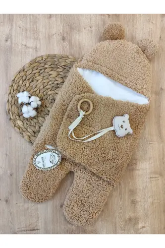 Plush Baby Swaddle Blanket with Toy Sleepsuit Hospital Discharge Gift Wrap - 6