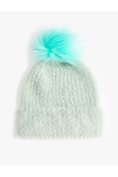 Plush beanie with soft texture and pompom detail. - 4