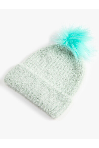 Plush beanie with soft texture and pompom detail. - 5