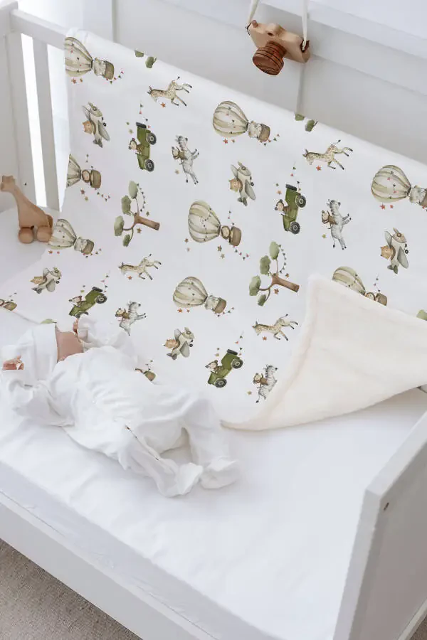 Plush Double-Sided Blanket - Safari Animal on Vehicle - 3