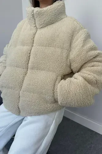 Plush Embossed Teddy Puffer Jacket - MODA ARMANC (1)