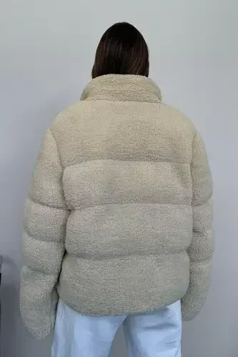 Plush Embossed Teddy Puffer Jacket - 5