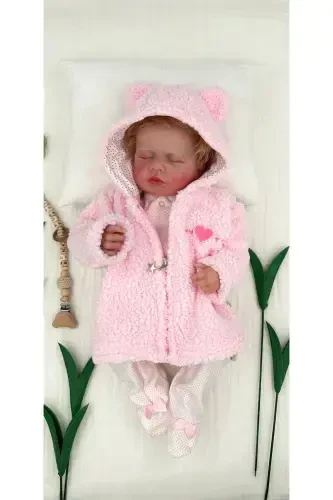 Plush Fleece Baby Girl Cardigan Hooded Zippered Heart Winter & Seasonal-pink - 1