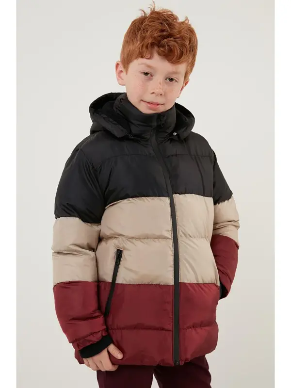 Plush Lined Detachable Hooded Padded Jacket 57611967-Black - 3